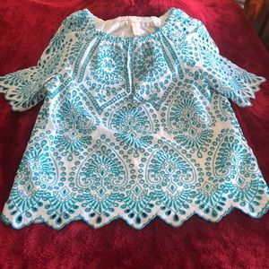 Women’s turquoise/ eyelet tunic